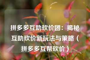 拼多多互助砍价团:揭秘互助砍价新玩法与策略(拼多多互帮砍价) 第1张 拼多多互助砍价团:揭秘互助砍价新玩法与策略(拼多多互帮砍价) 第1张