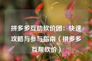 拼多多互助砍价团:快速攻略与参与指南(拼多多互帮砍价) 第1张 拼多多互助砍价团:快速攻略与参与指南(拼多多互帮砍价) 第1张