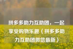 拼多多助力互助团,一起享受购物乐趣(拼多多助力互助团微信最新) 第1张 拼多多助力互助团,一起享受购物乐趣(拼多多助力互助团微信最新) 第1张
