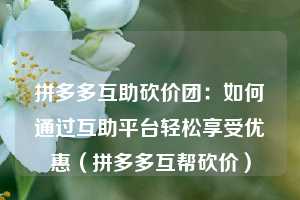 拼多多互助砍价团:如何通过互助平台轻松享受优惠(拼多多互帮砍价) 第1张 拼多多互助砍价团:如何通过互助平台轻松享受优惠(拼多多互帮砍价) 第1张