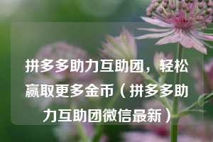 拼多多助力互助团,轻松赢取更多金币(拼多多助力互助团微信最新) 第1张 拼多多助力互助团,轻松赢取更多金币(拼多多助力互助团微信最新) 第1张