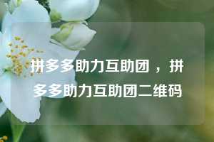 拼多多助力互助团 ,拼多多助力互助团二维码 第1张 拼多多助力互助团 ,拼多多助力互助团二维码 第1张