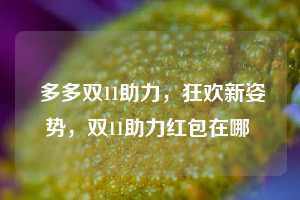  多多双11助力，狂欢新姿势，双11助力红包在哪 第1张