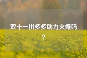 双十一拼多多助力火爆吗？  拼多多助力 拼多多推金币 拼多多推金币助力 拼多多助力平台 拼多多助力项目 拼多多助力网站 赚钱项目 暑假赚钱项目 拼多多赚钱 第1张