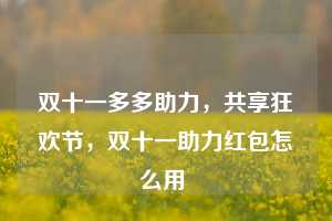 双十一多多助力，共享狂欢节，双十一助力红包怎么用  第1张